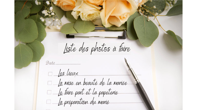 Liste des photos à faire pour un mariage