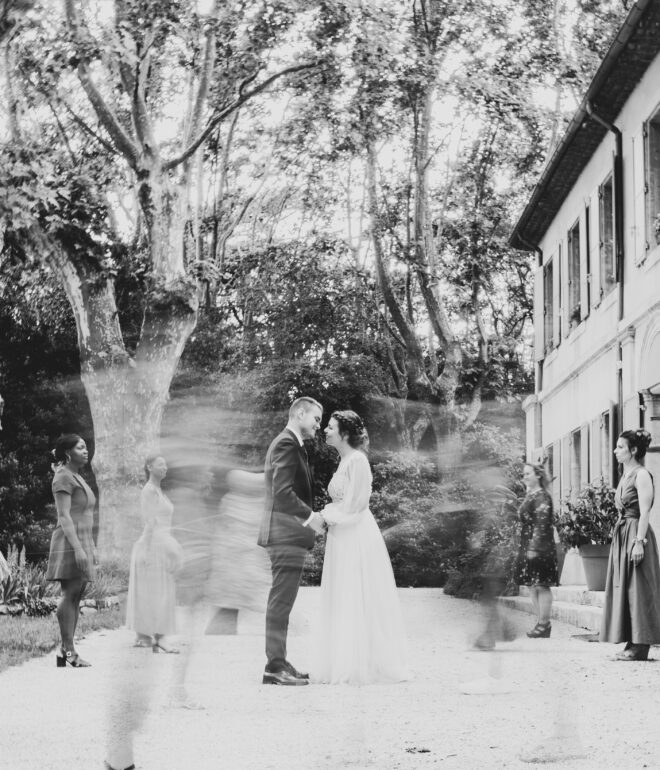 Photo de mariage en noir et blanc
